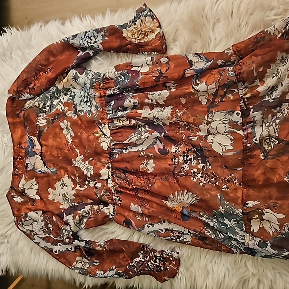 Hemant & Nandita Orange Floral Dress – Size 4 – Stunning Details - Picture 4 of 5